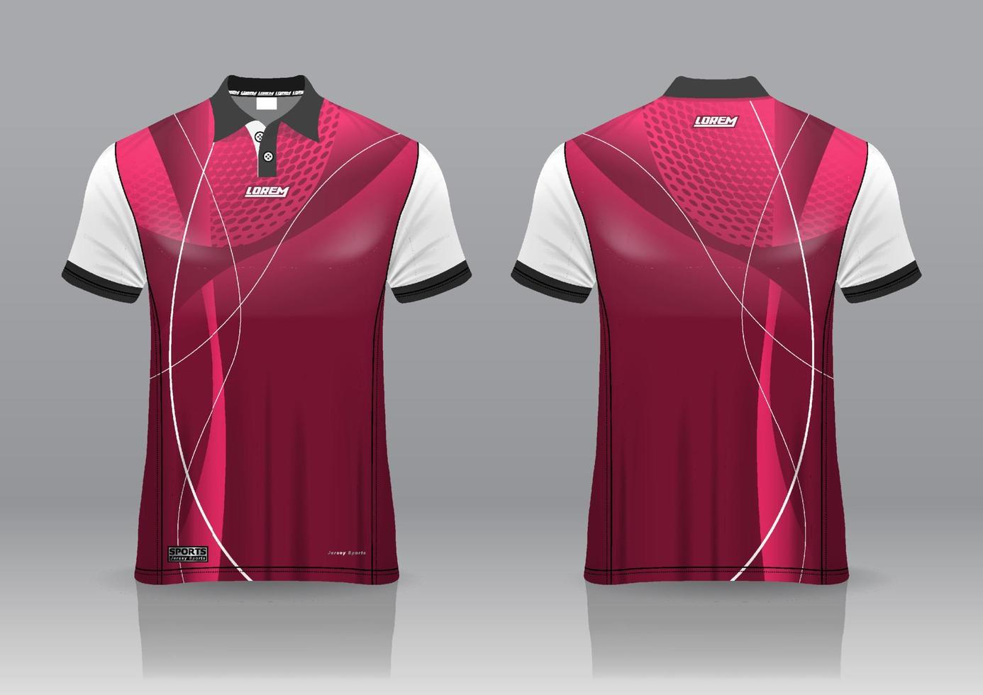 polo shirt uniform design, can be used for badminton, golf in front view, back view. jersey mockup Vector, design premium very simple and easy to customize vector