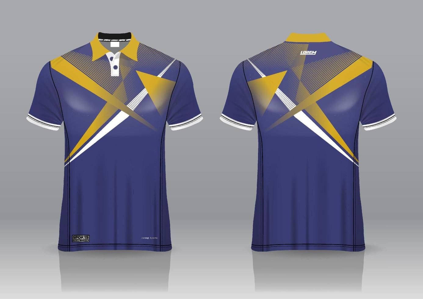 Diseño de uniforme de camisa de polo, se puede utilizar para bádminton, golf en la vista frontal, vista posterior. vector de maqueta de jersey, diseño premium muy simple y fácil de personalizar