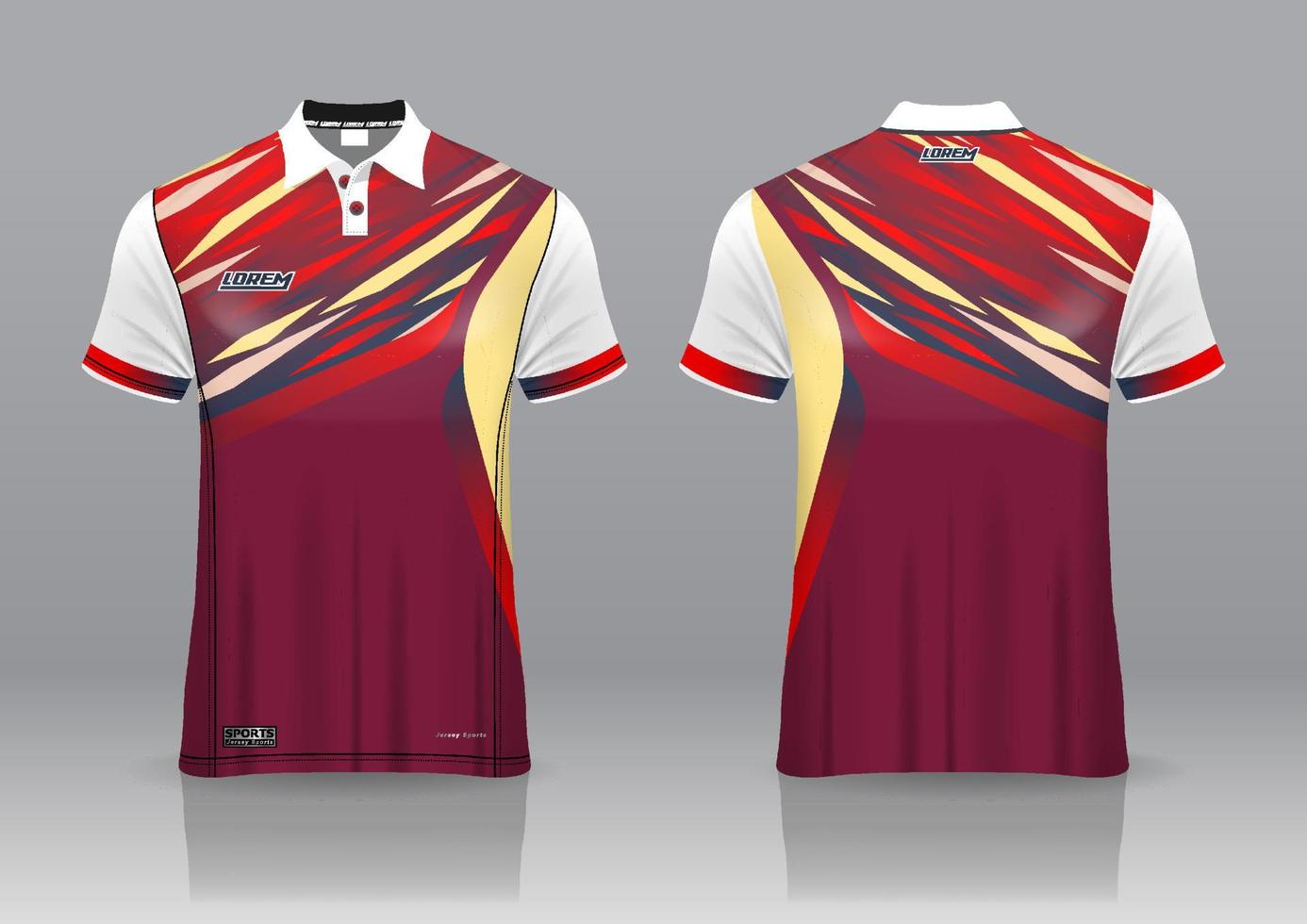 polo shirt uniform design, can be used for badminton, golf in front view, back view. jersey mockup Vector, design premium very simple and easy to customize vector
