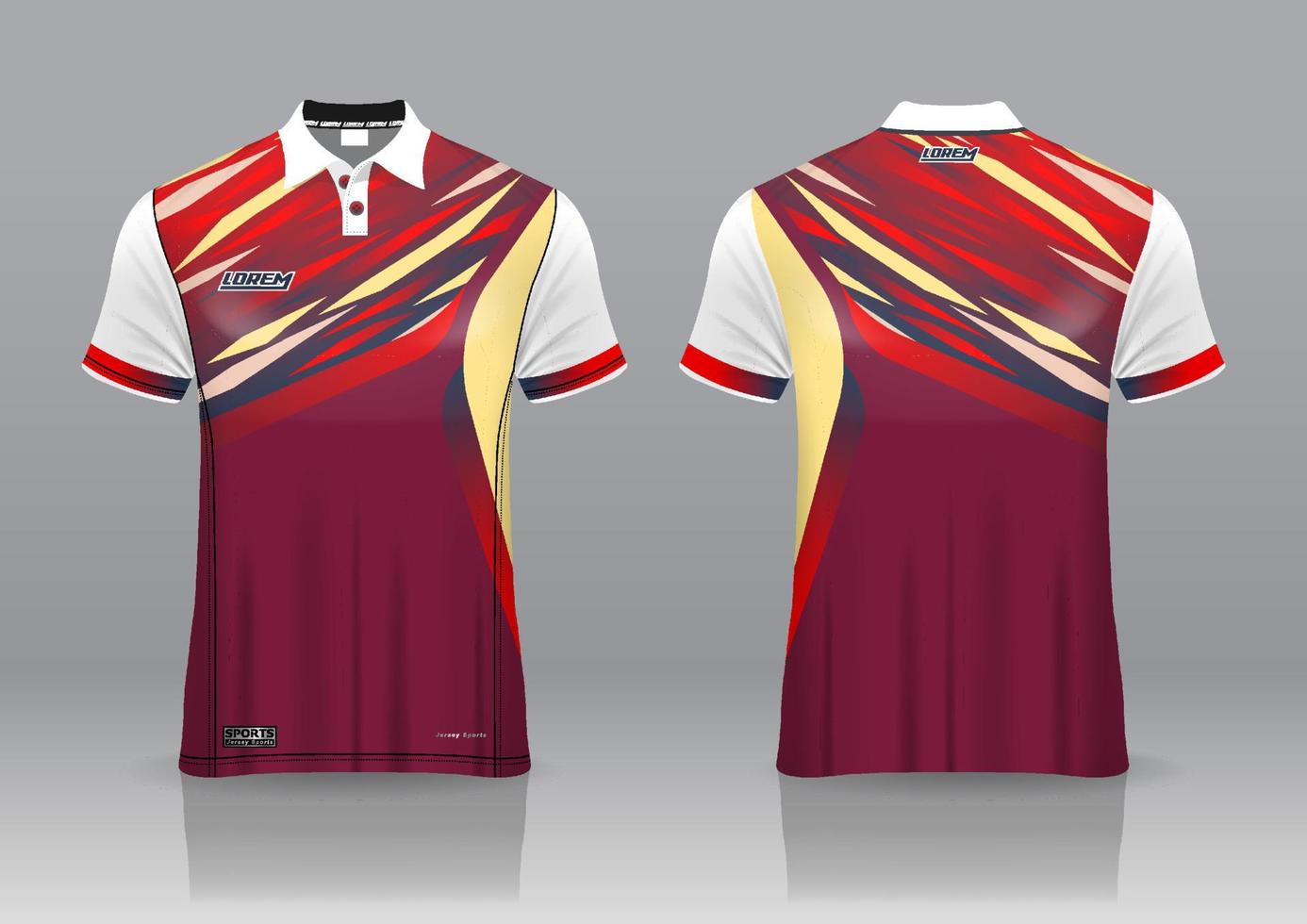 Diseño de uniforme de camisa de polo, se puede utilizar para bádminton, golf en la vista frontal, vista posterior. vector de maqueta de jersey, diseño premium muy simple y fácil de personalizar