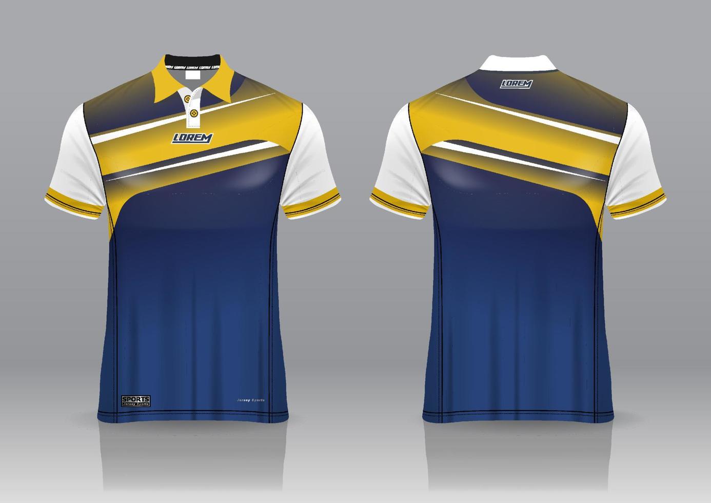 Diseño de uniforme de camisa de polo, se puede utilizar para bádminton, golf en la vista frontal, vista posterior. vector de maqueta de jersey, diseño premium muy simple y fácil de personalizar