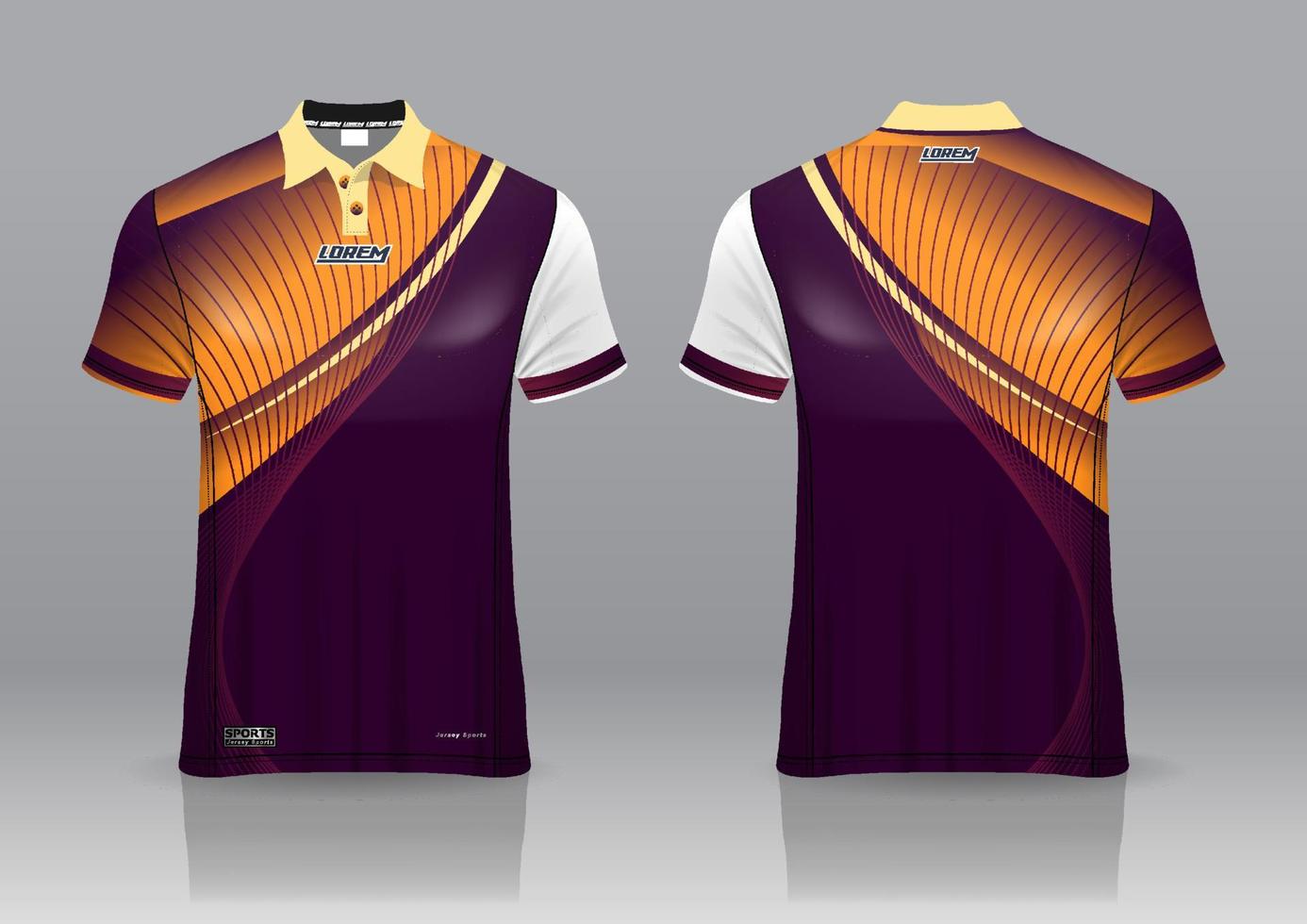 Diseño de uniforme de camisa de polo, se puede utilizar para bádminton, golf en la vista frontal, vista posterior. vector de maqueta de jersey, diseño premium muy simple y fácil de personalizar