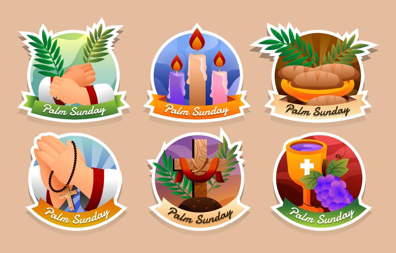 Palm Sunday Celebration Stickers vector