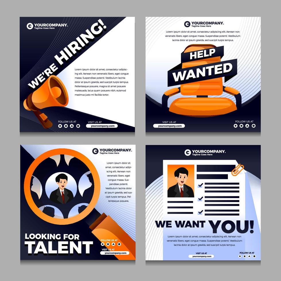 Job Recruitment Social Media Posts vector