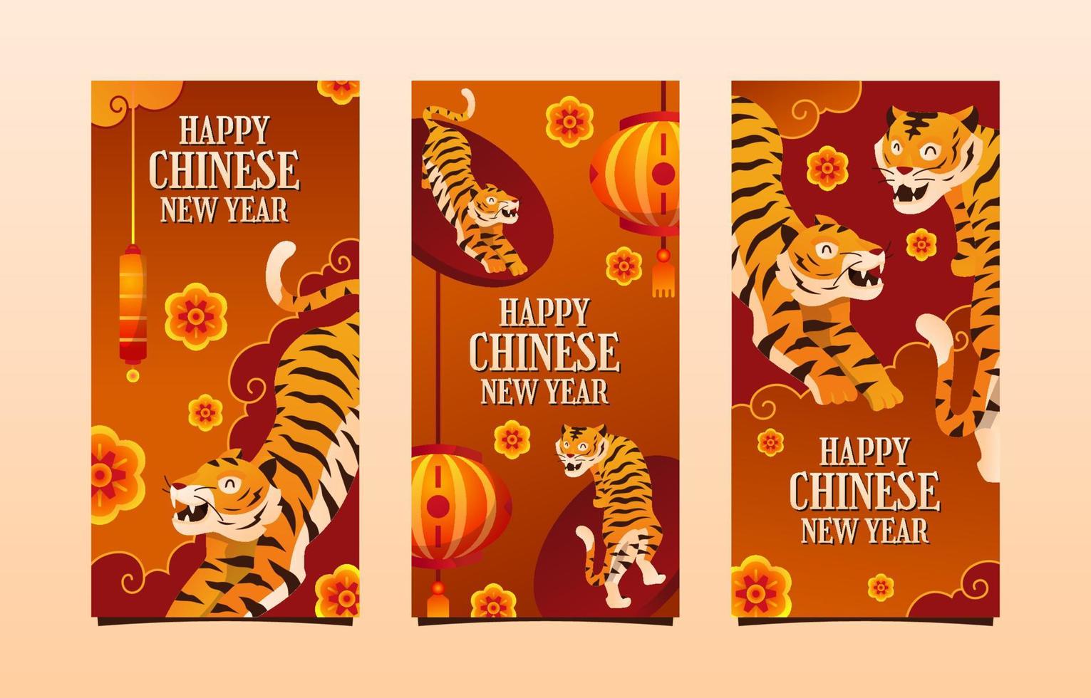 Vertical Banner Set Year of The Tiger vector