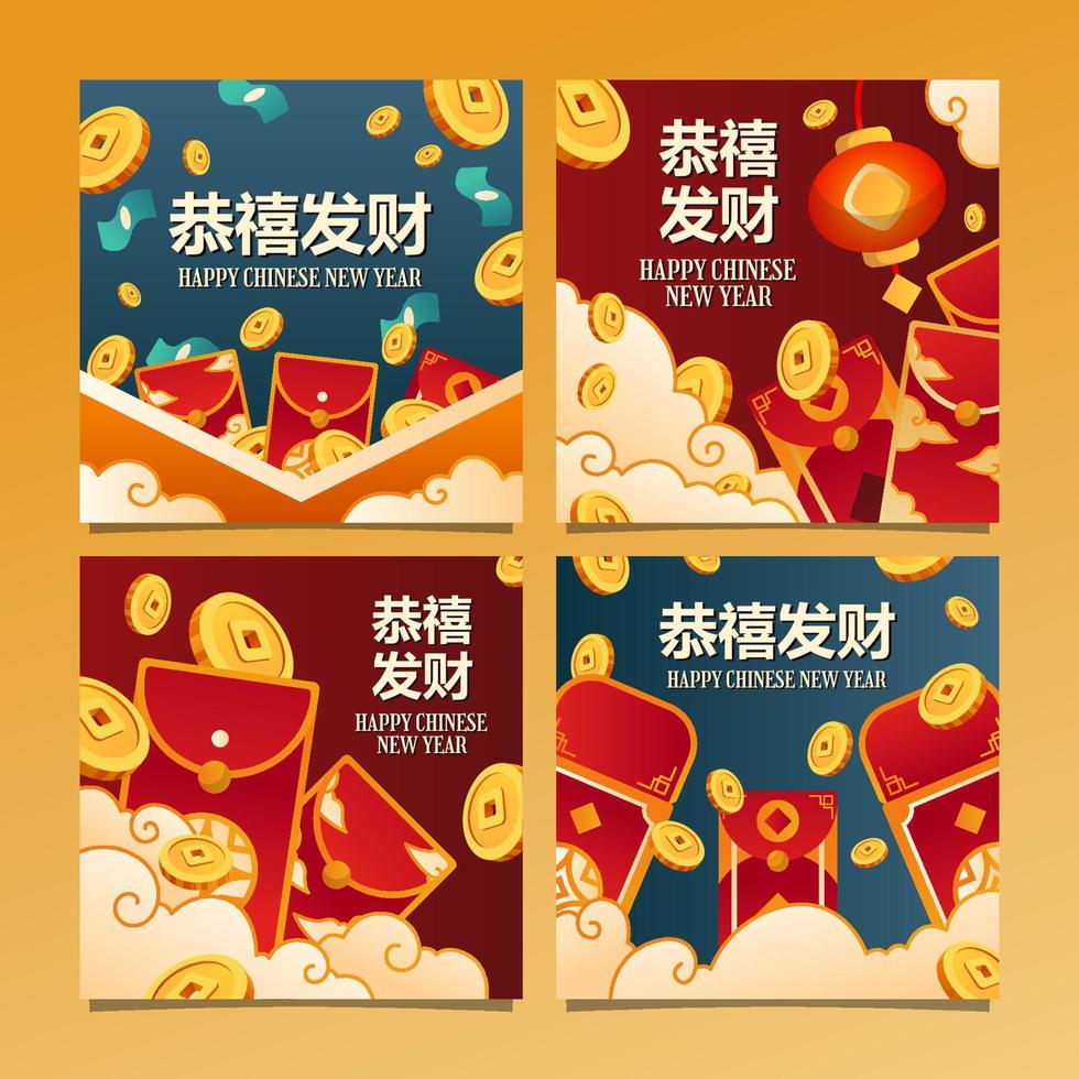 Red Pocket in Chinese New Year Social Media Posts vector