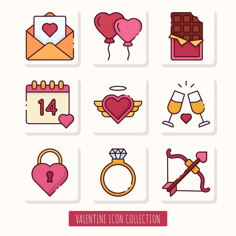 feliz día de san valentín colección de iconos vector