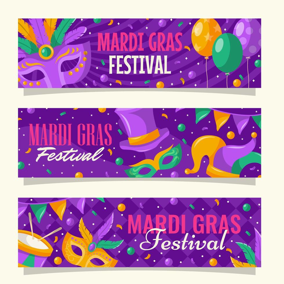 Mardi Gras Carnival Banner Set vector