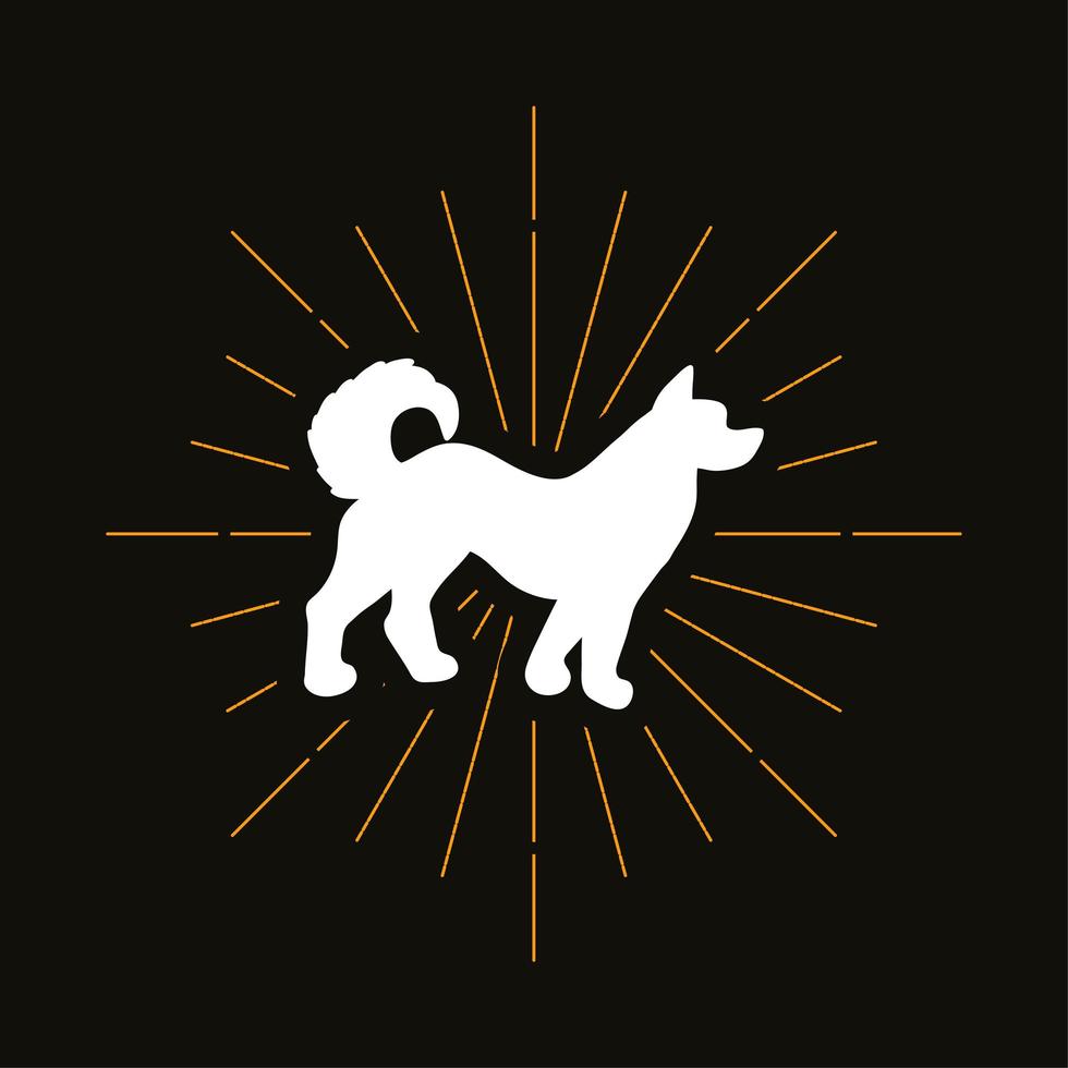 silueta de perro retro vector