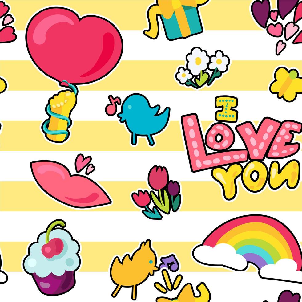 Vector Romantic Love Seamless Pattern