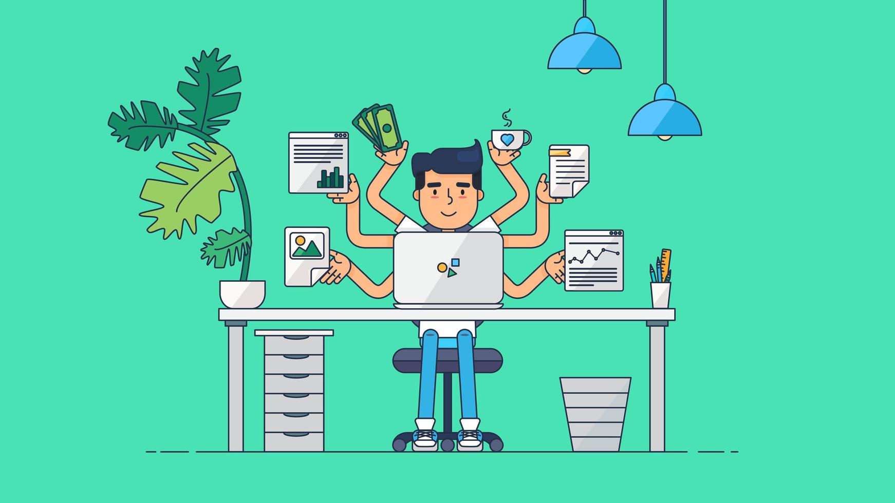 espacio de trabajo de tecnología creativa vector