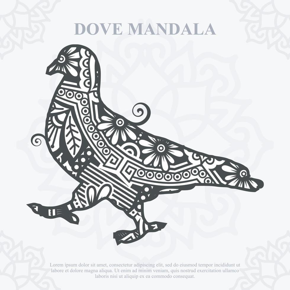 DOVE Mandala. Boho Style elements. Animals boho style drawn. vector illustration.