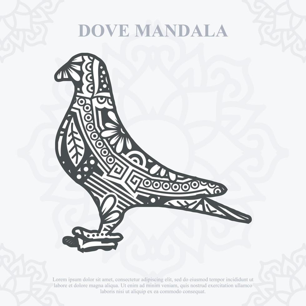 DOVE Mandala. Boho Style elements. Animals boho style drawn. vector illustration.