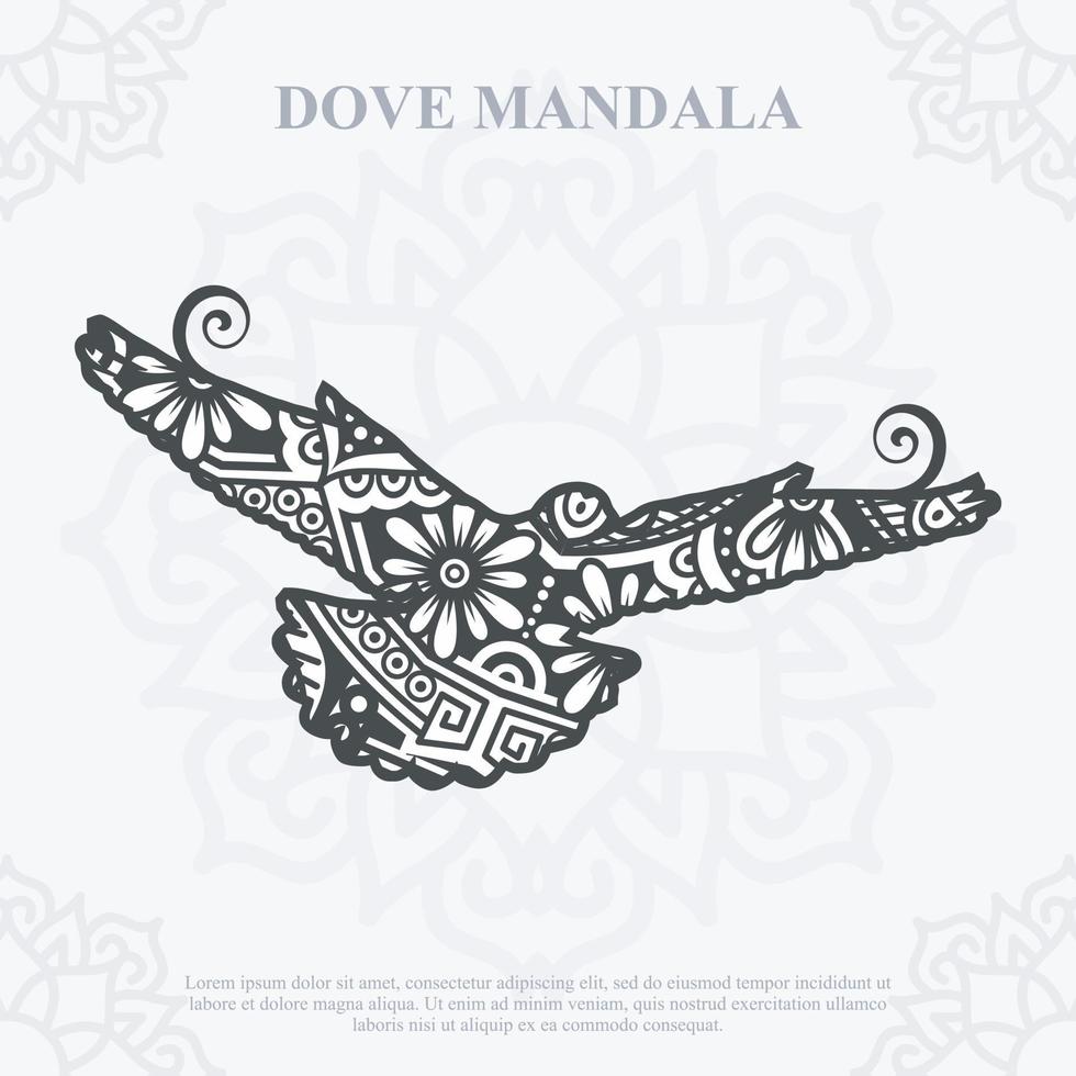 DOVE Mandala. Boho Style elements. Animals boho style drawn. vector illustration.