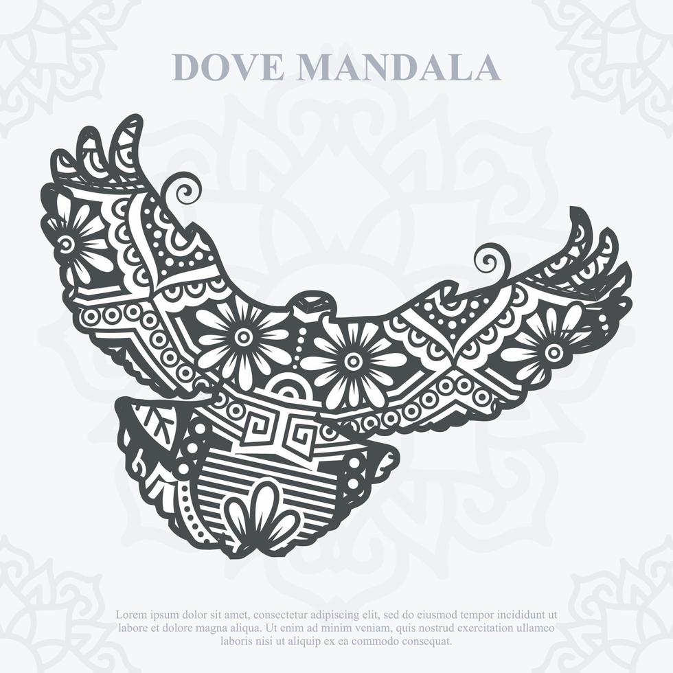 DOVE Mandala. Boho Style elements. Animals boho style drawn. vector illustration.