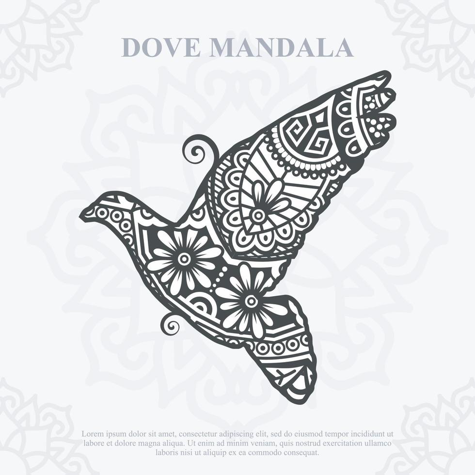 DOVE Mandala. Boho Style elements. Animals boho style drawn. vector illustration.