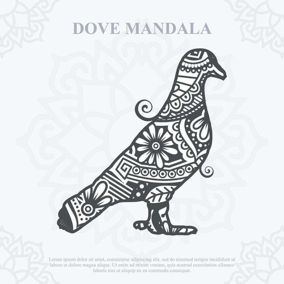 DOVE Mandala. Boho Style elements. Animals boho style drawn. vector illustration.