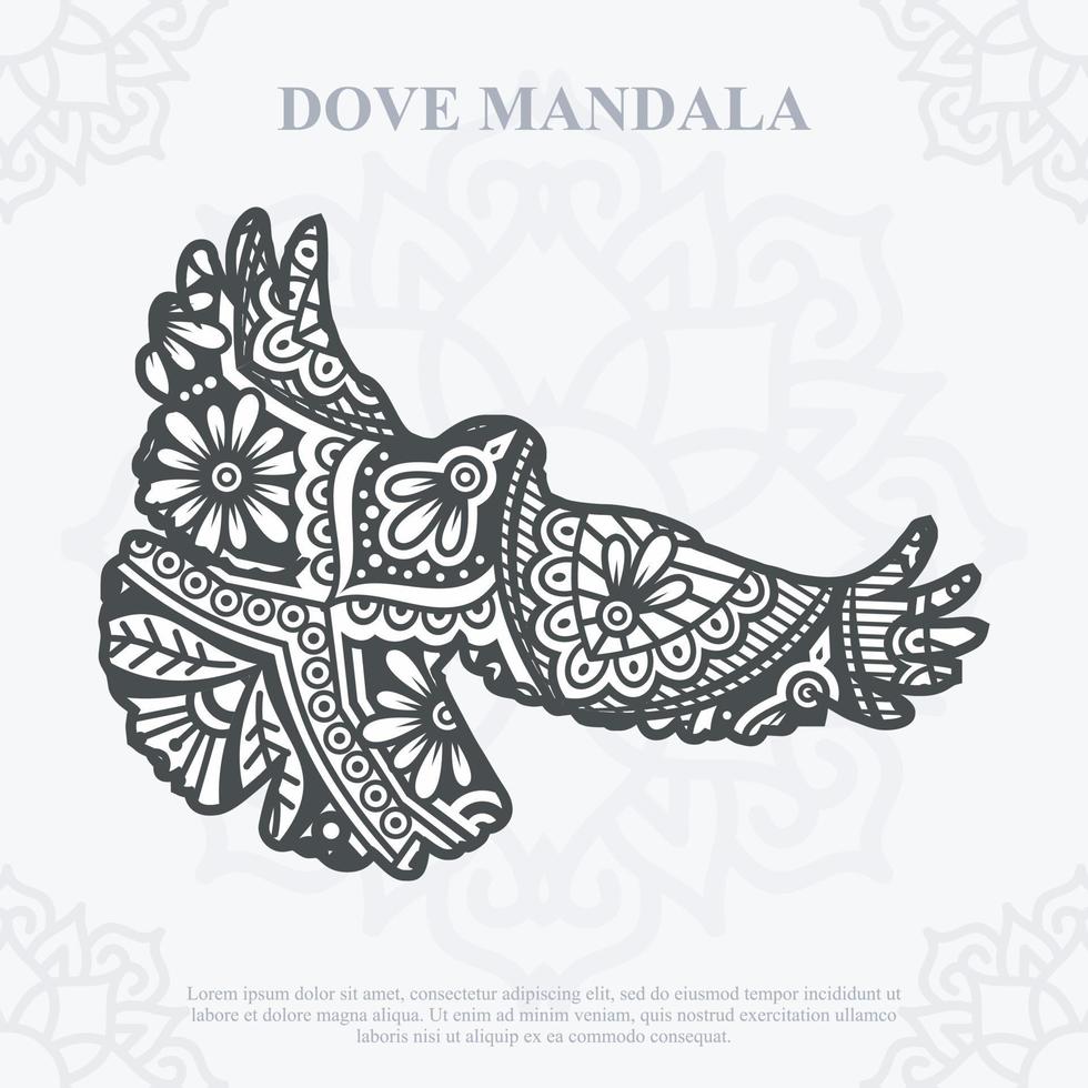 DOVE Mandala. Boho Style elements. Animals boho style drawn. vector illustration.