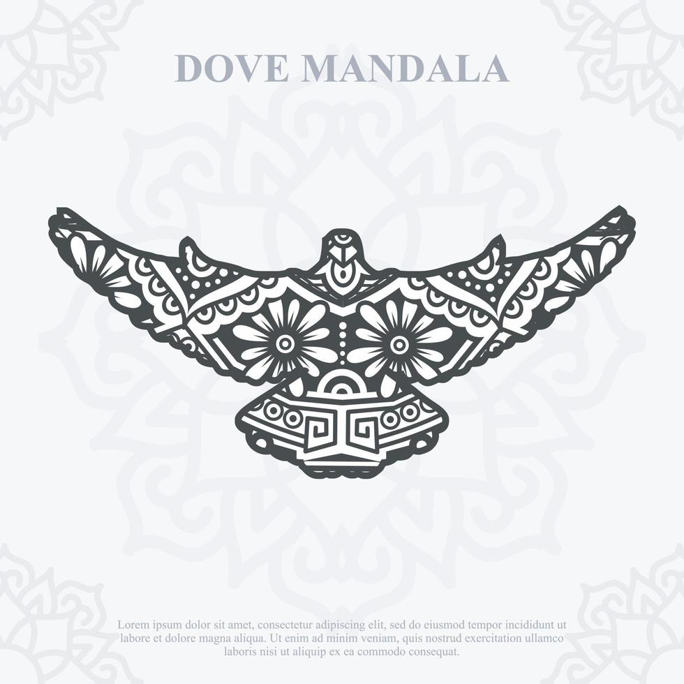 DOVE Mandala. Boho Style elements. Animals boho style drawn. vector illustration.