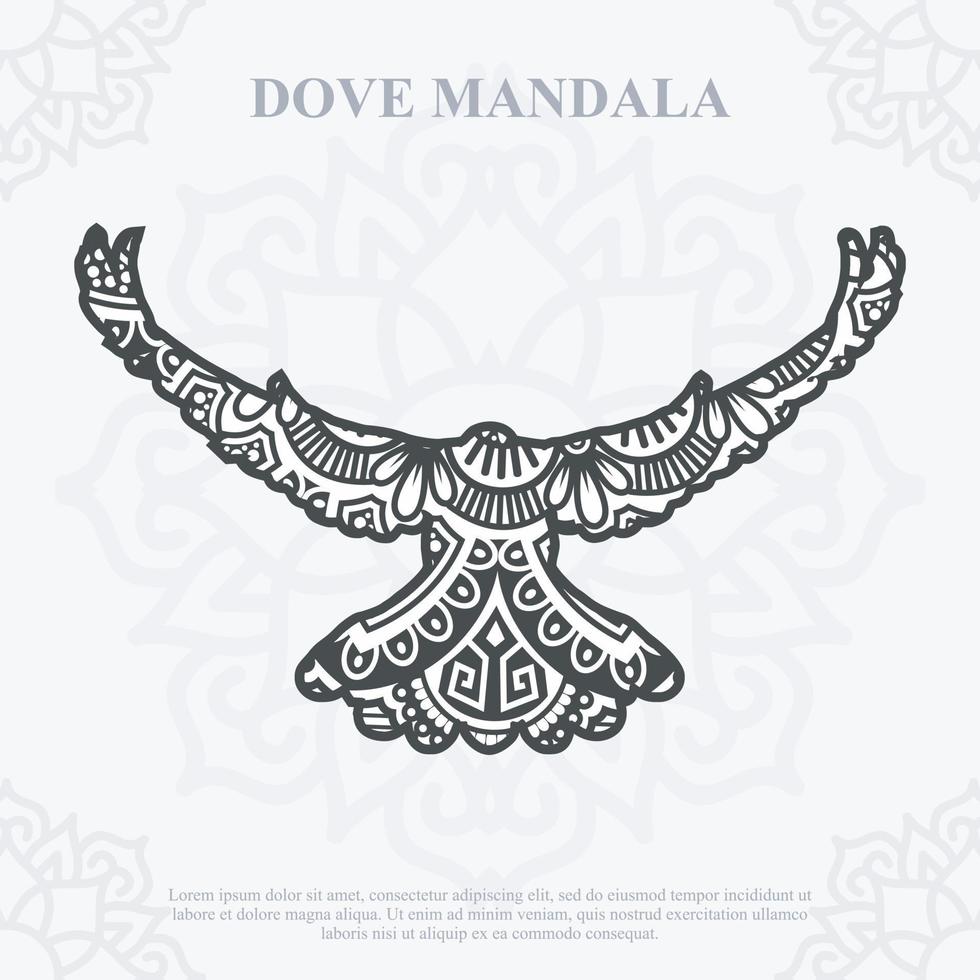 DOVE Mandala. Boho Style elements. Animals boho style drawn. vector illustration.