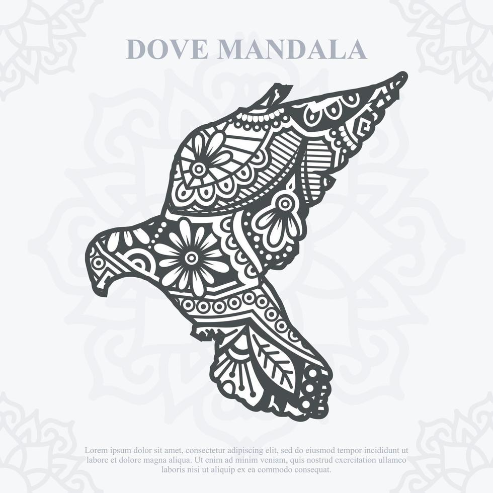 DOVE Mandala. Boho Style elements. Animals boho style drawn. vector illustration.