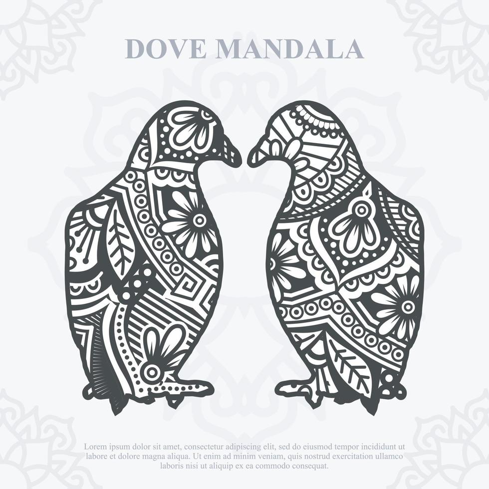 DOVE Mandala. Boho Style elements. Animals boho style drawn. vector illustration.