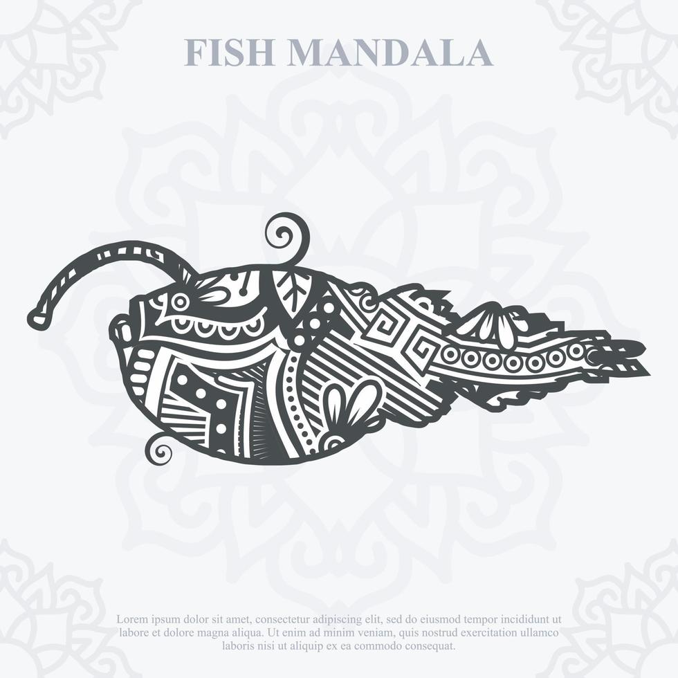 FISH Mandala. Boho Style elements. Animals boho style drawn. vector illustration.