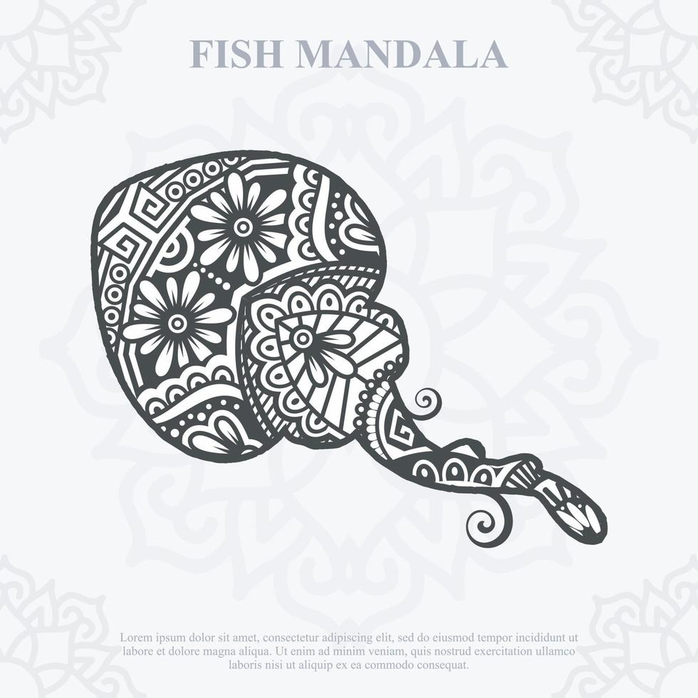 FISH Mandala. Boho Style elements. Animals boho style drawn. vector illustration.