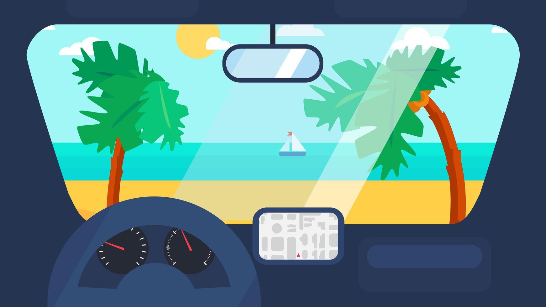 Summer Travel in Car vector