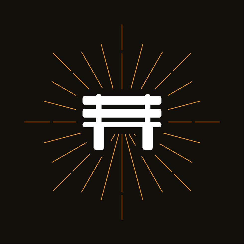 Retro wooden bench silhouette vector