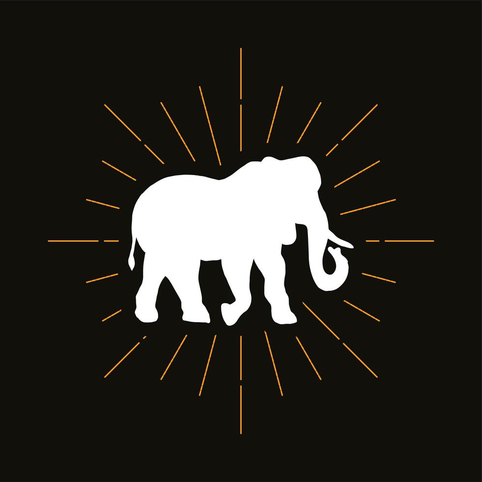 Retro elephant, mammoth silhouette vector