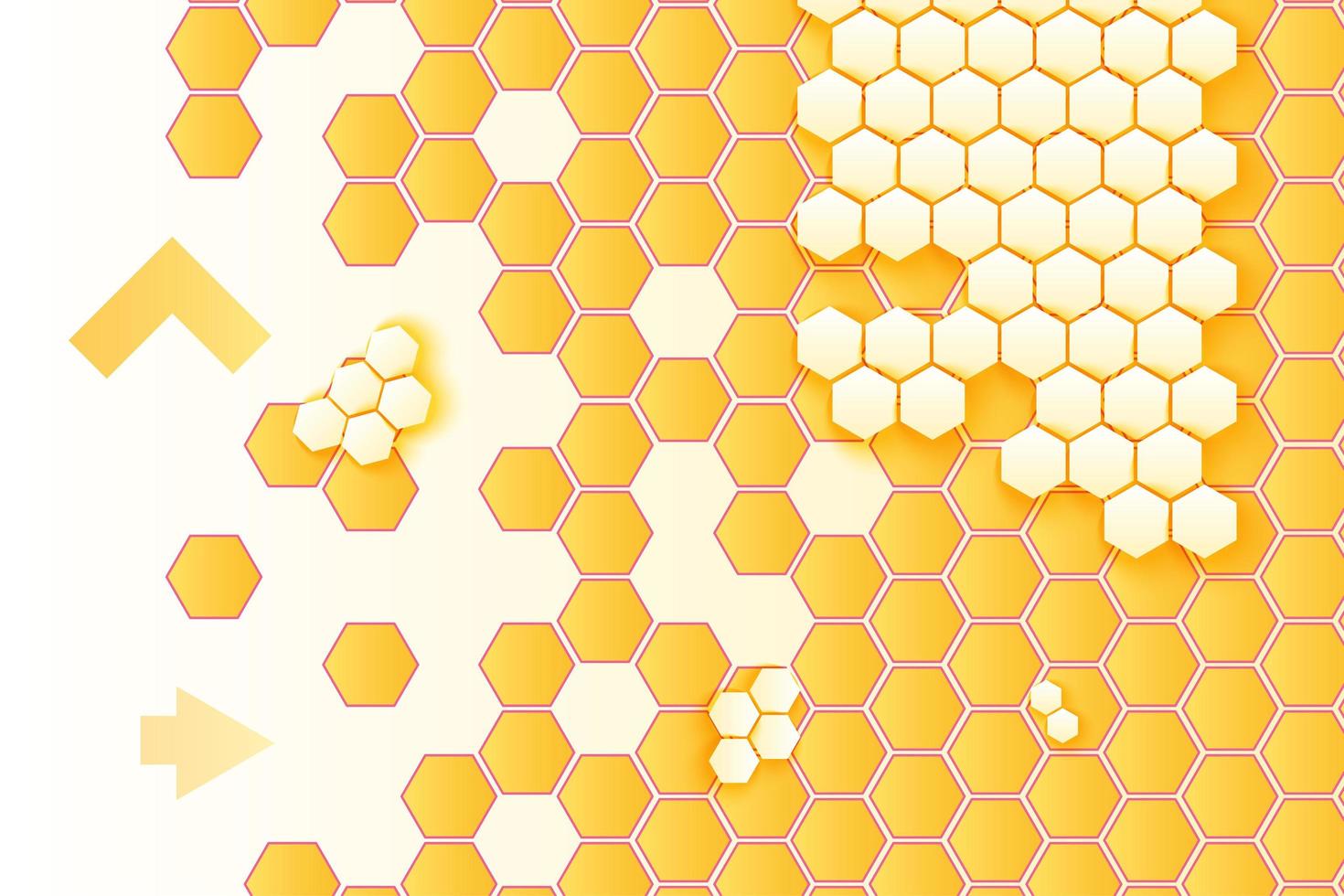 Honeycombs and arrows vector background