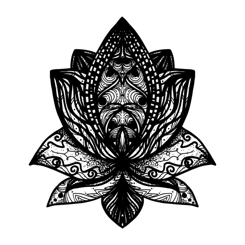 tatuaje de flor de loto vector