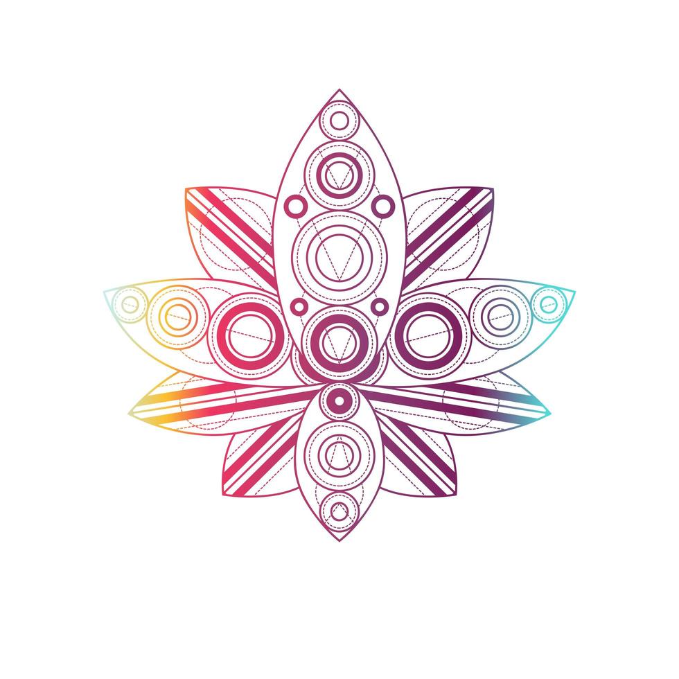 flor de loto con patrón geométrico vector ilustración lineal