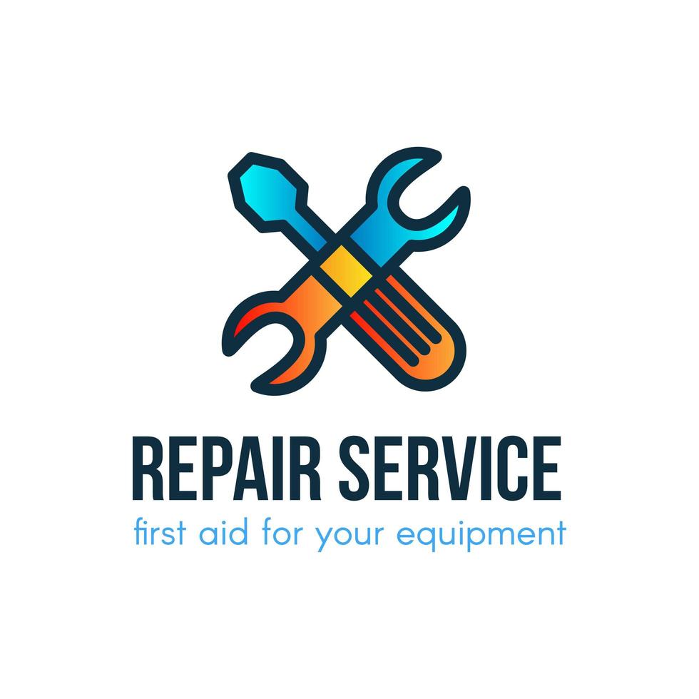 Repair service lettering flat vector logo design