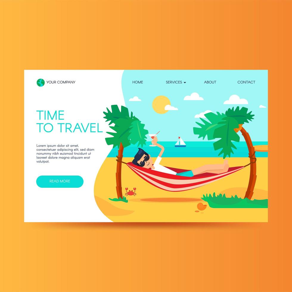plantilla de página de inicio de sitio web de agencia de viajes vector