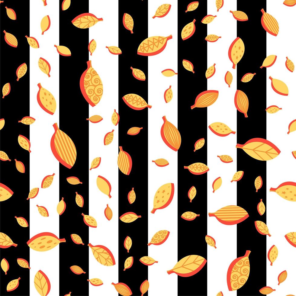 Falling orange stylized leaves seamless vector pattern