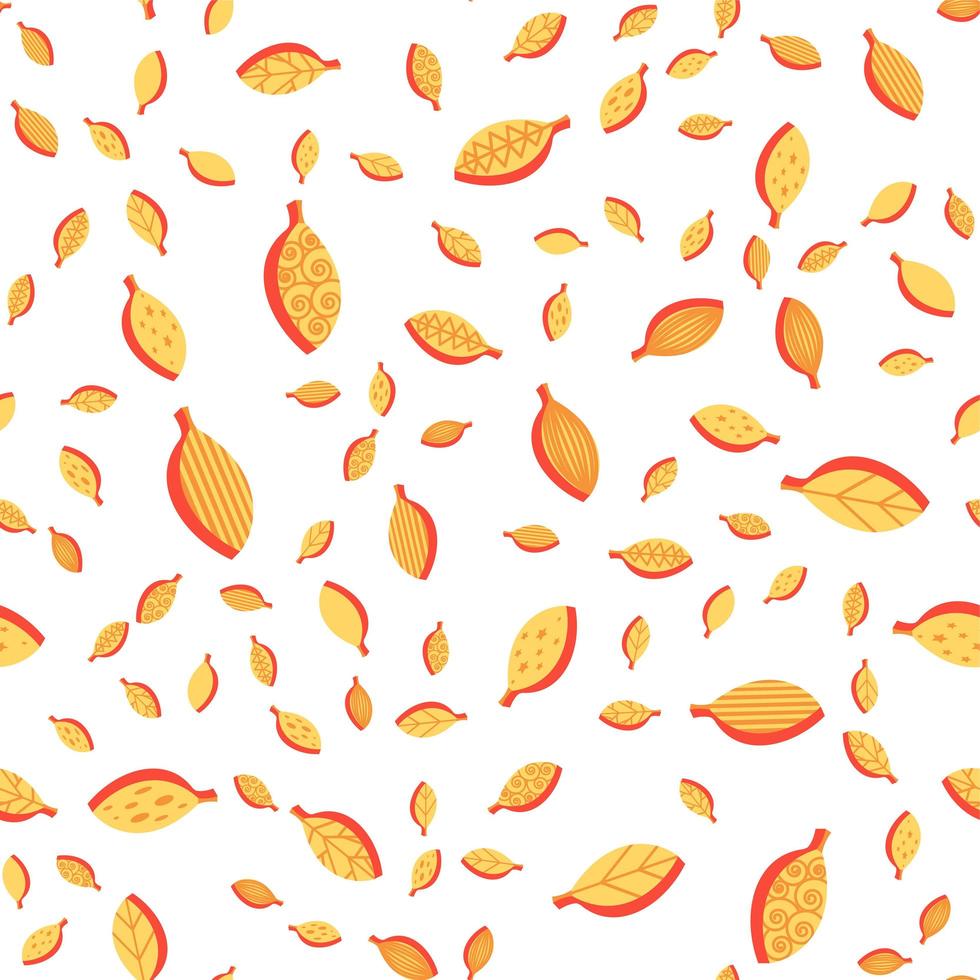 Falling stylized leaves seamless vector pattern
