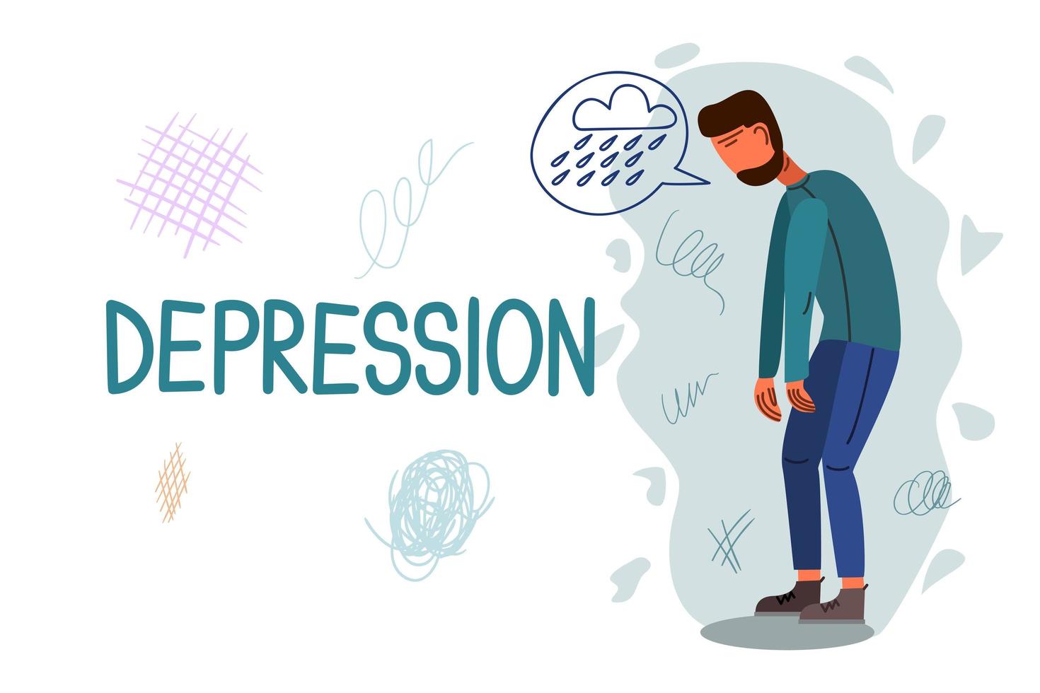 Depression hand drawn banner vector template