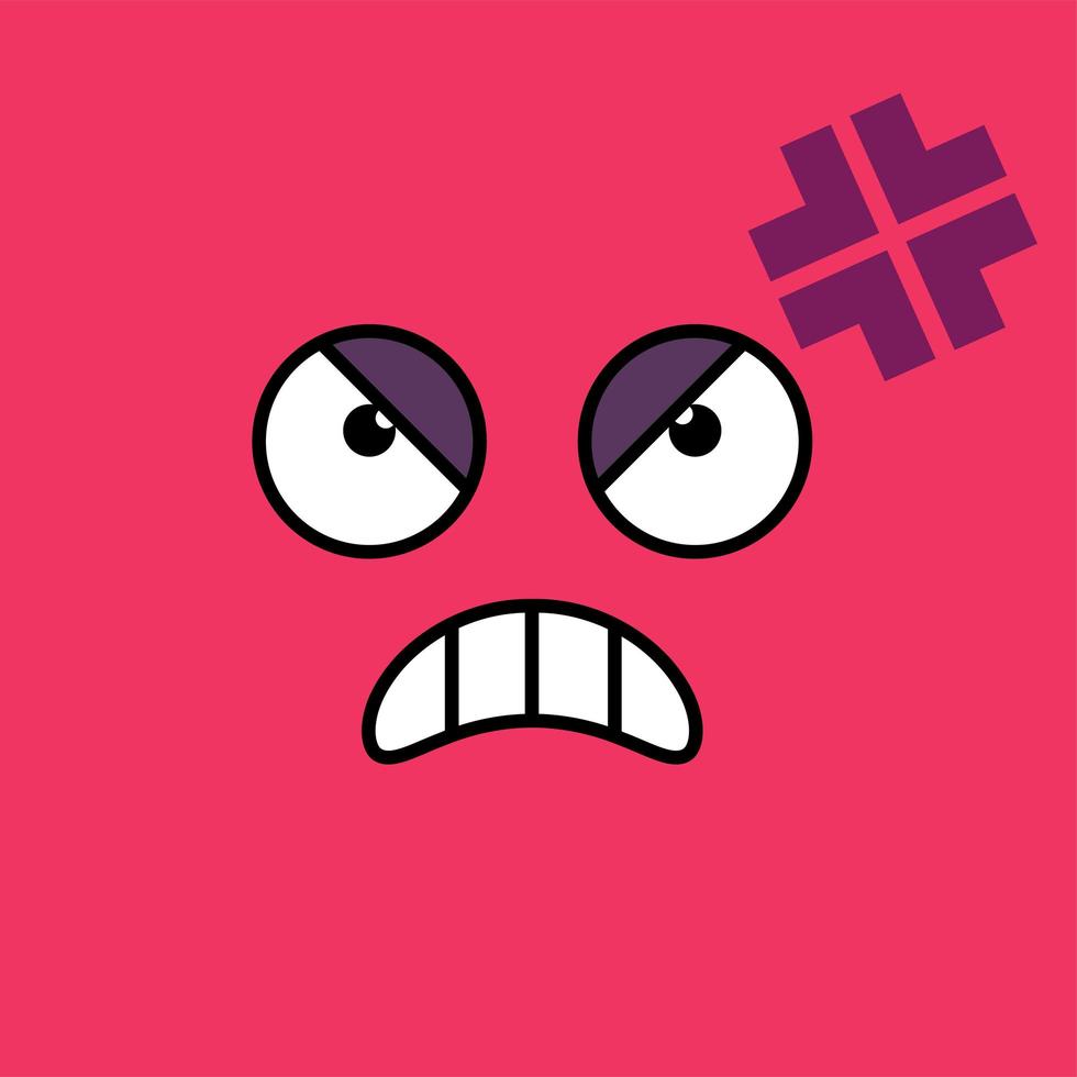 Angry, annoyed emoji vector illustration