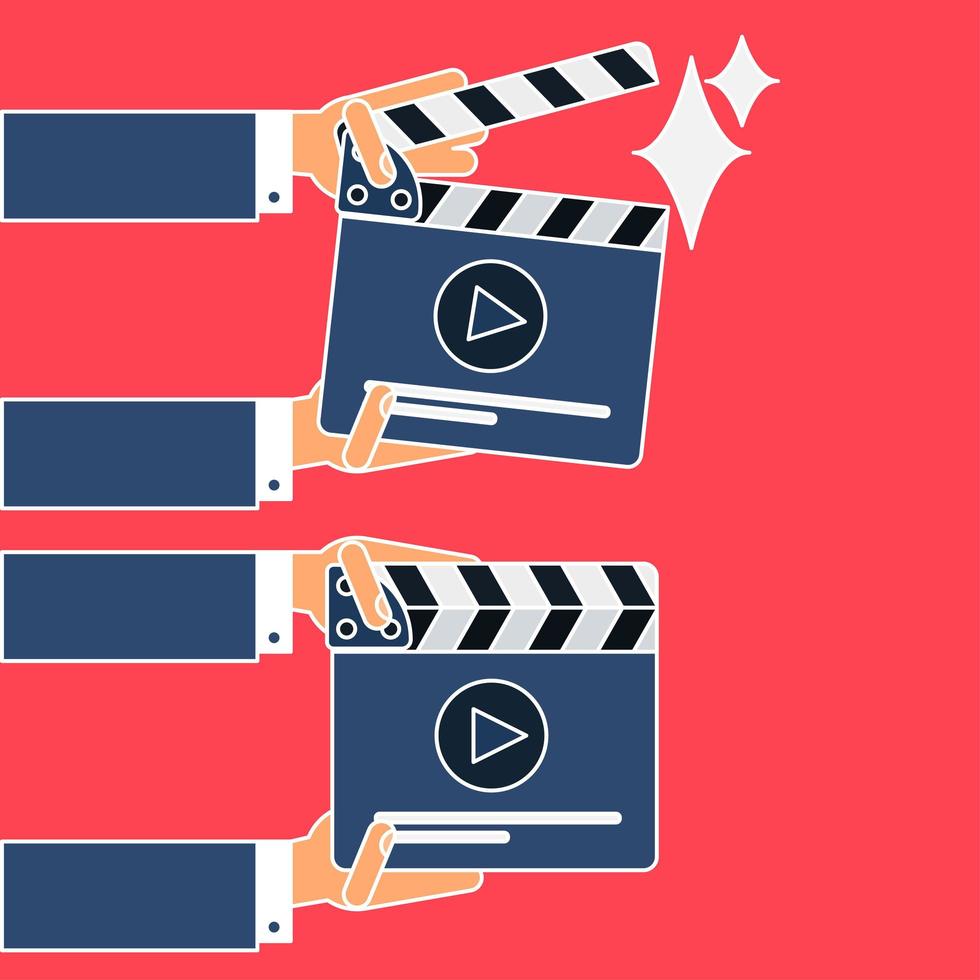 Flat movie clapperboard vector