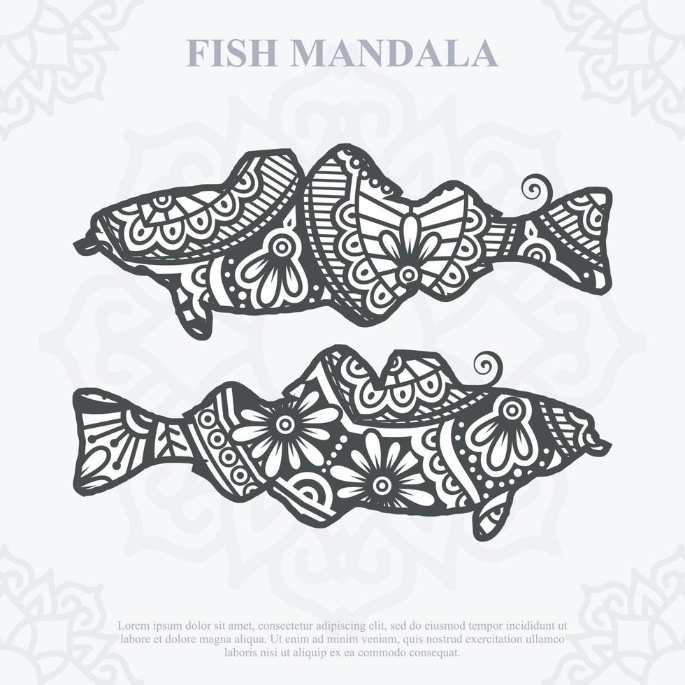 FISH Mandala. Boho Style elements. Animals boho style drawn. vector illustration.