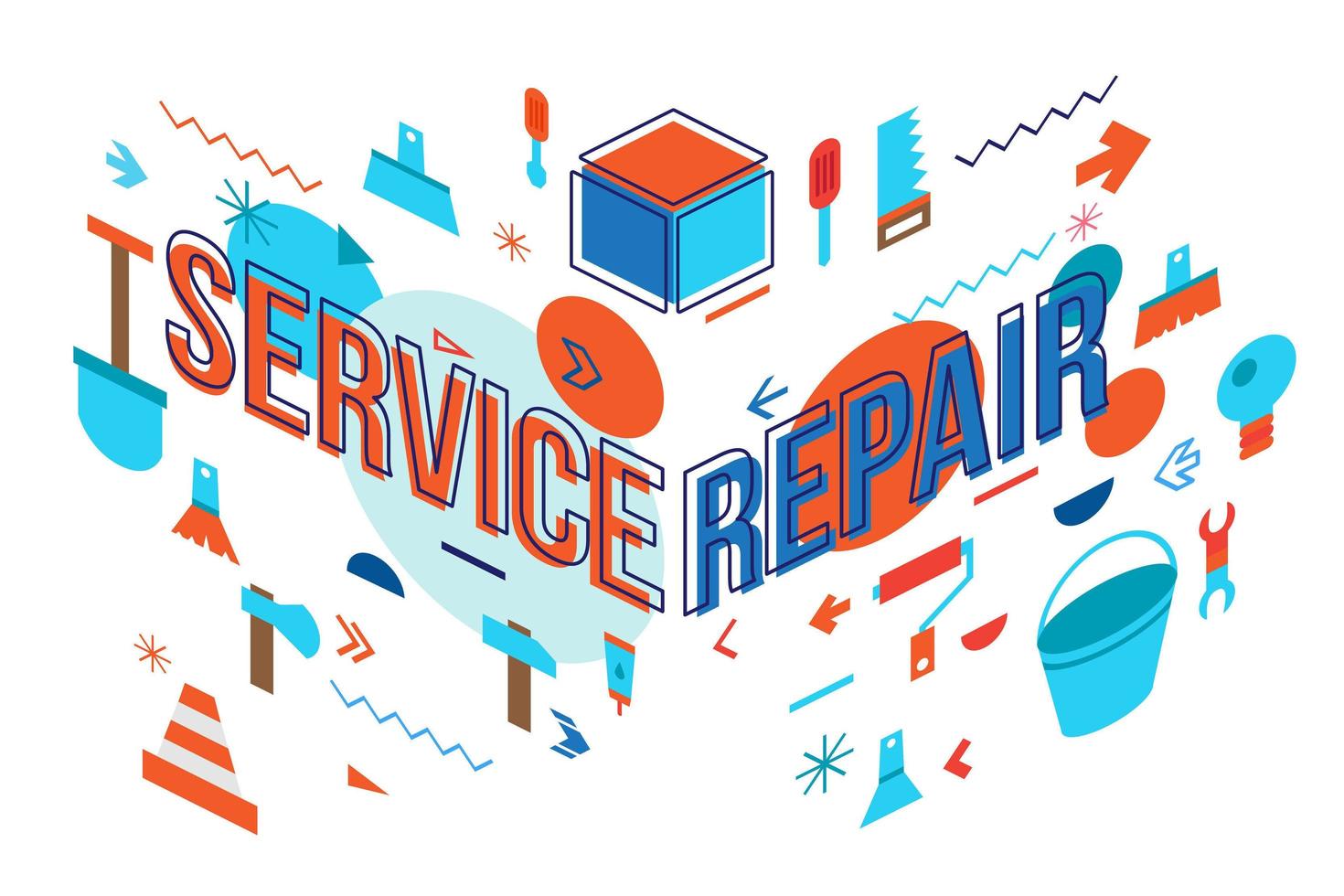 Service repair flat banner design vector