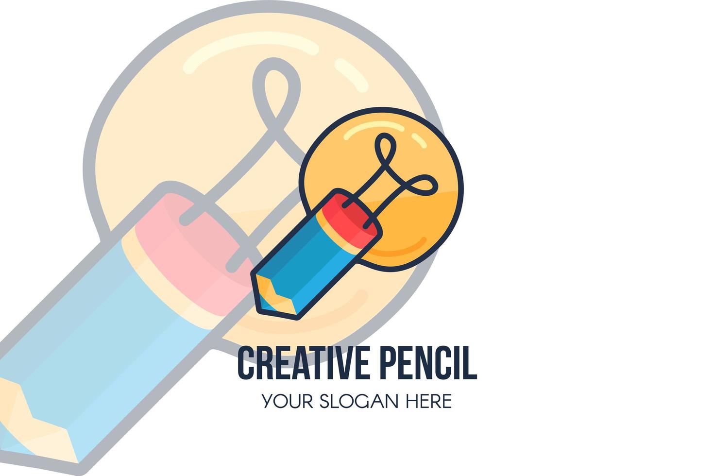Creative idea, pencil, light bulb for logo design vector