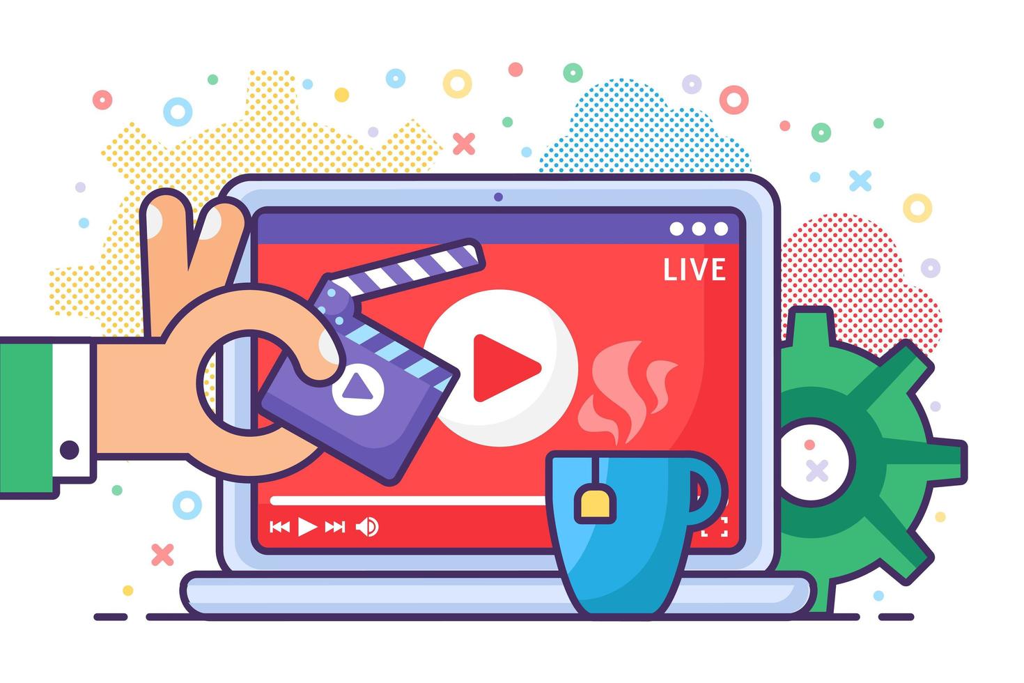 Live stream producing concept icon vector