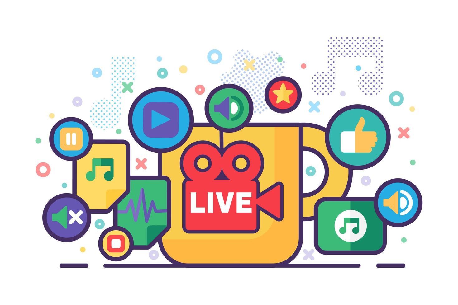 Live stream production concept illustration vector