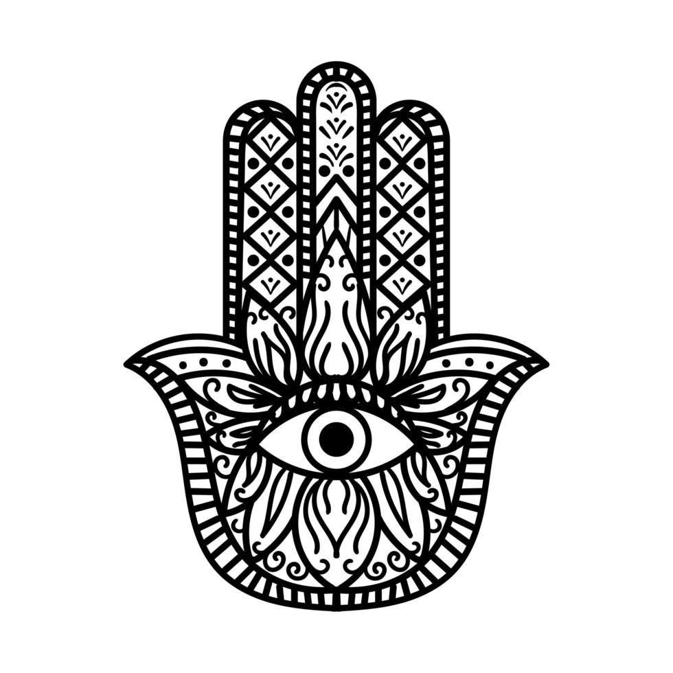 Hamsa Fatima Hand Tradition Amulet Monochrome vector