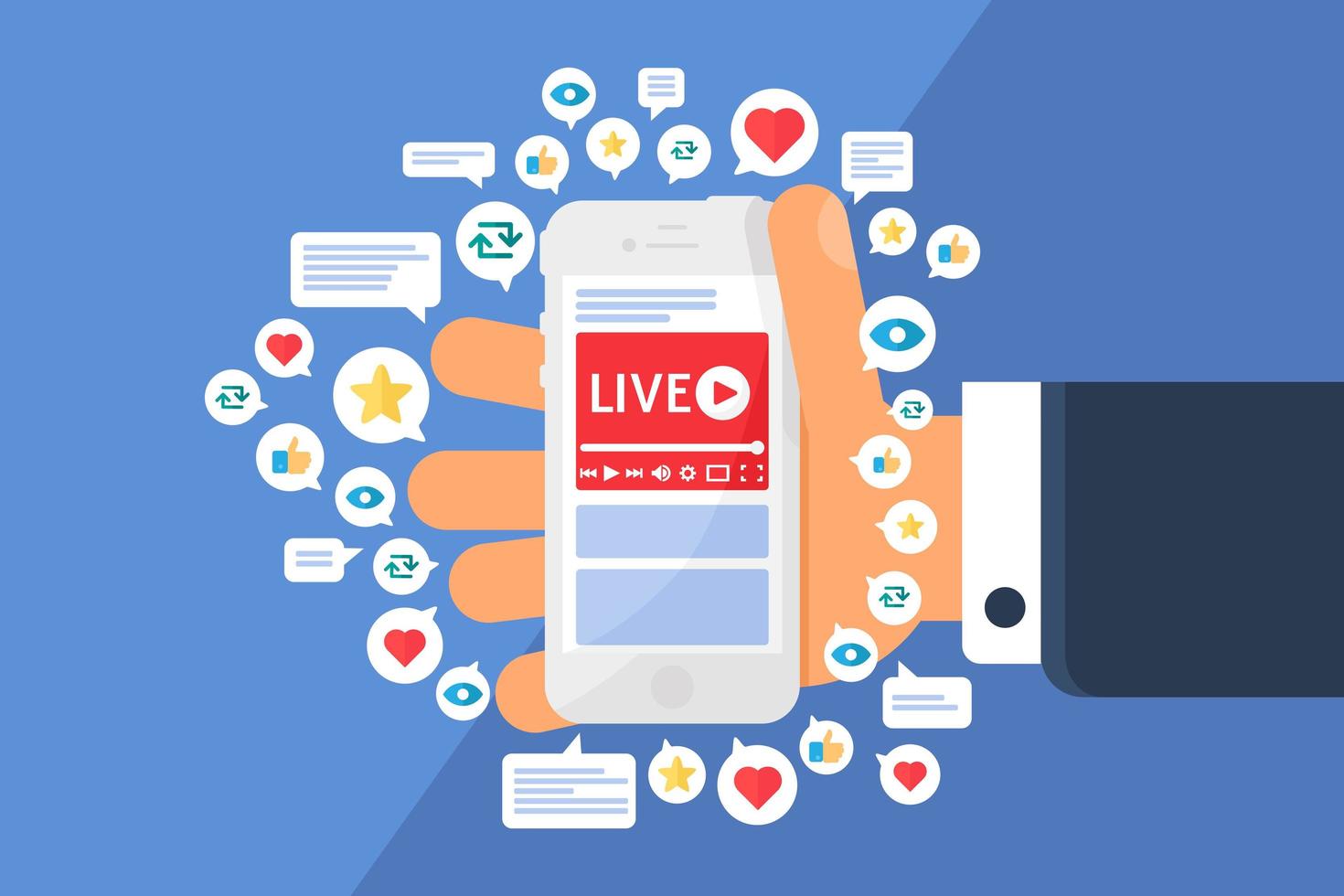 Mobile live stream and additional features concept icon vector