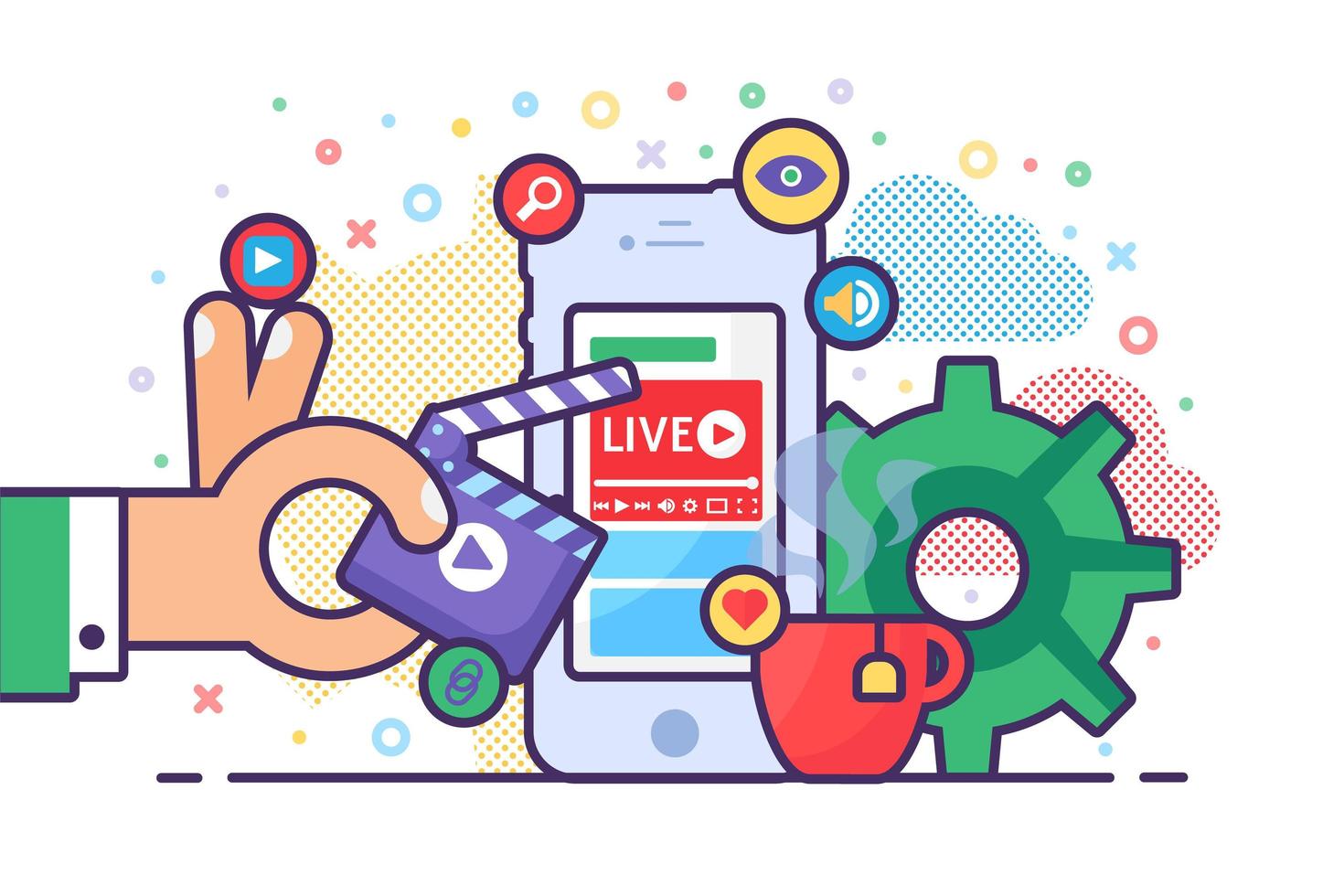 Mobile live stream concept illustration vector