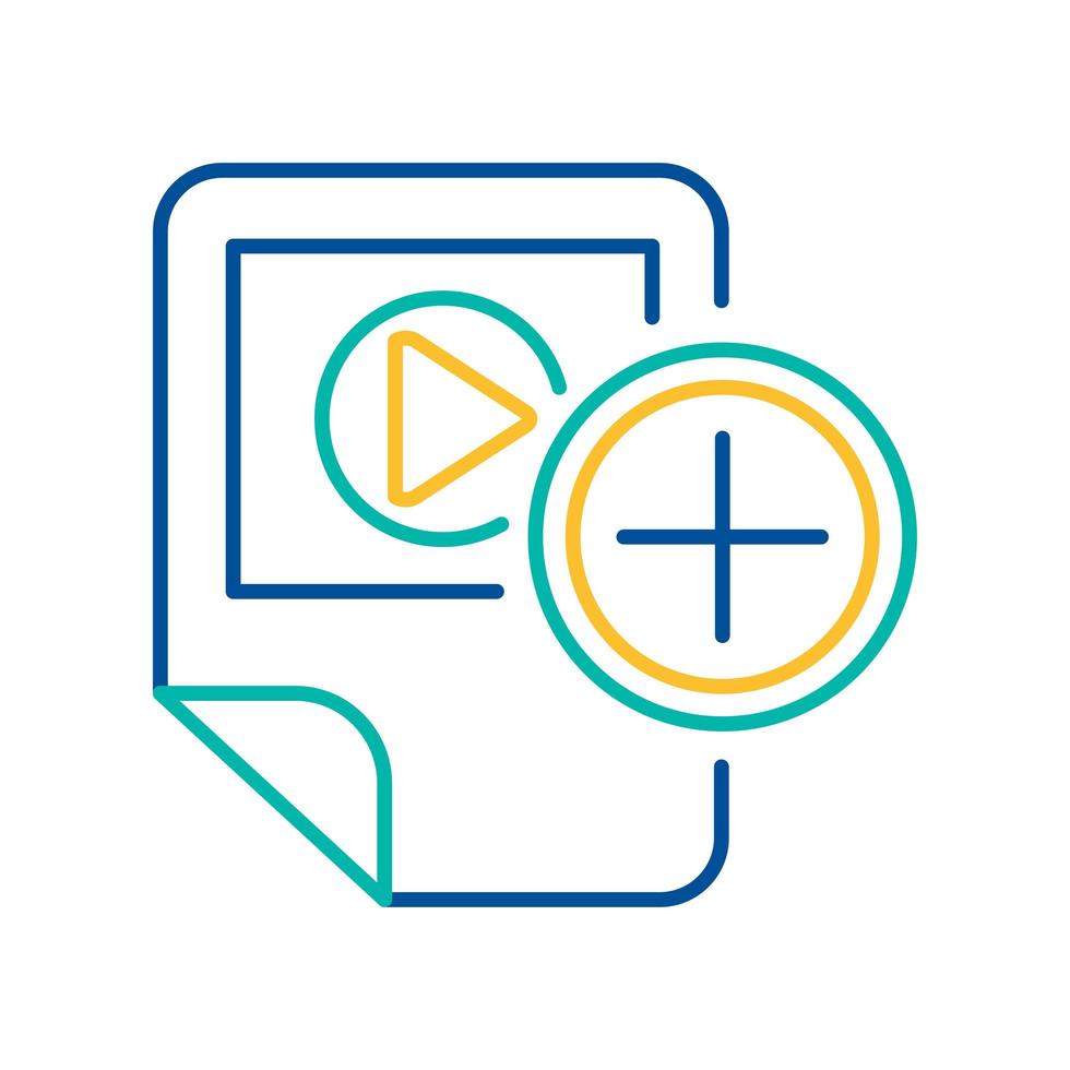 Video player blue and yellow linear icon vector